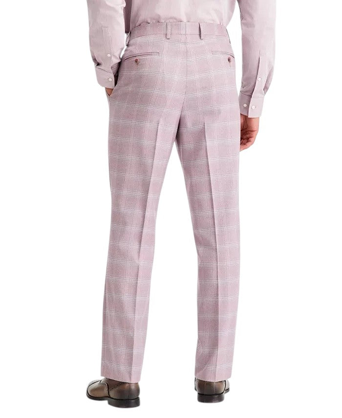 Tayion Mens Classic fit Dress Pants 38 / 34 Pink Plaid