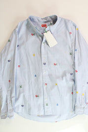 Kenzo Mens Extra Slim Fit Pixel Stripe Button-Down Shirt 16.5 / 42 Blue