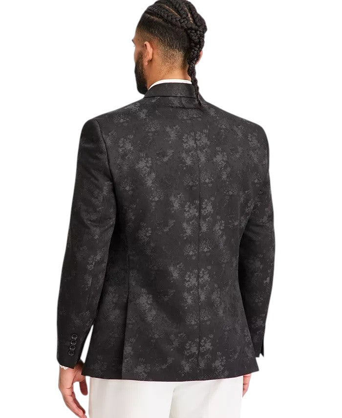 Tayion Mens Classic fit Floral Dinner Jacket Blazer 42 R Black Solid