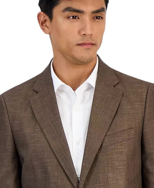 Nautica Mens Modern fit Linen Sport Coat Blazer 38 S Brown Solid Stretch