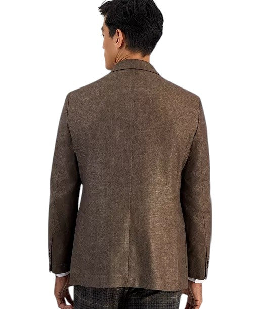 Nautica Mens Modern fit Sport Coat Blazer 44 L Brown Solid Stretch