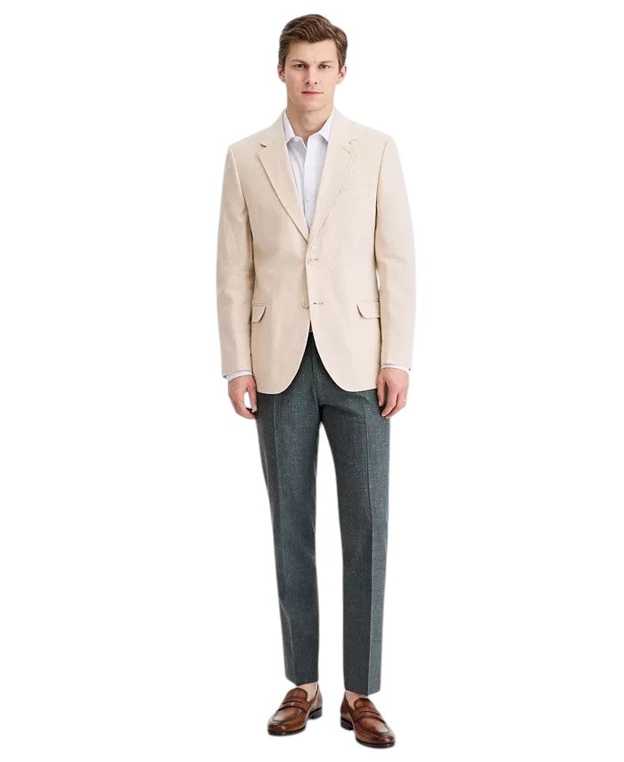 Nautica Men's Modern-Fit Herringbone Cotton & Linen Blazer Sport Coat 42 L Tan