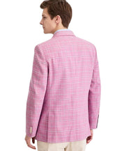 Nautica Mens Modern fit Linen Cotton Sport Coat Blazer 44 L Pink Plaid