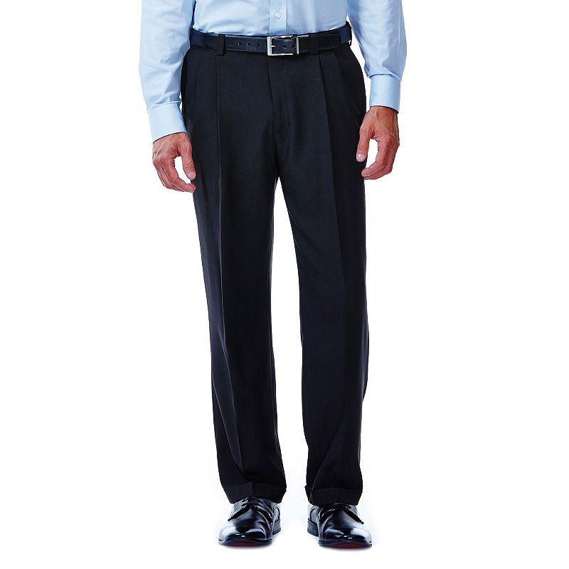 Haggar Mens Classic fit Dress Pants 36 / 29 Black Solid