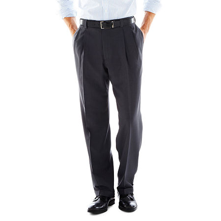Haggar Mens E-CLO Stria Pleat Front Classic Fit Dress Pants Grey 34 x 29