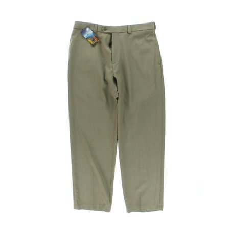 Haggar Mens Classic fit Dress Pants 42 / 30 Beige Solid