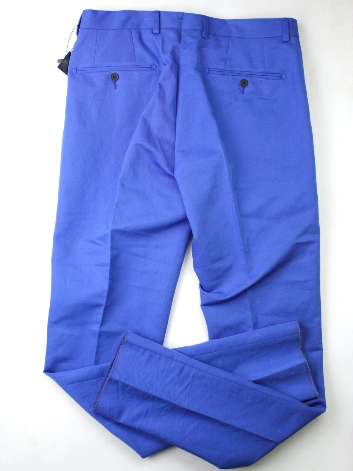 Mens Store Bloomingdales Cotton Linen Slim Fit Dress Pants Royal Blue Size 32