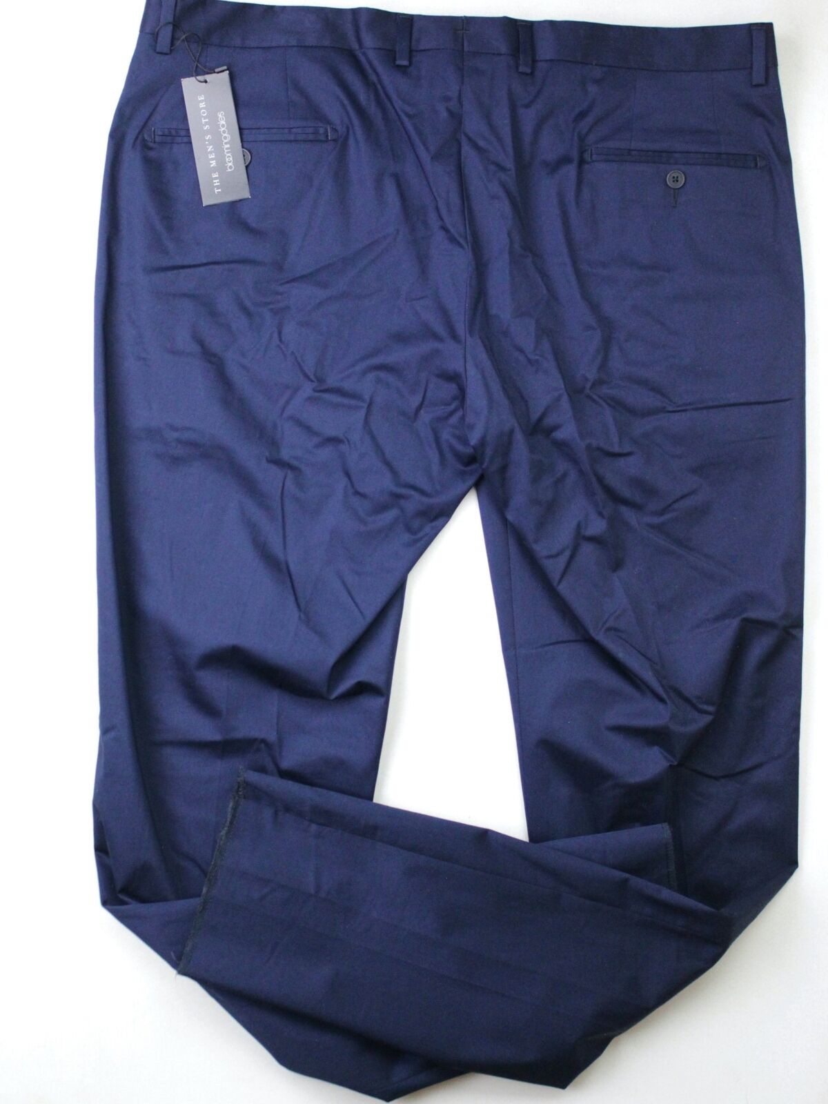 Mens Store Bloomingdales Stretch Cotton Slim Fit Dress Pants Navy Blue Size 34