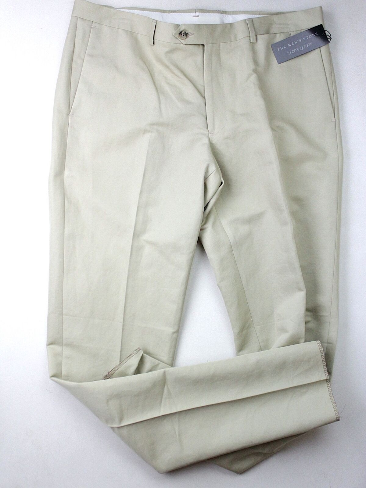The Men's Store Bloomingdales Cotton & Linen Slim Fit Tan Size 40 Dress Pants