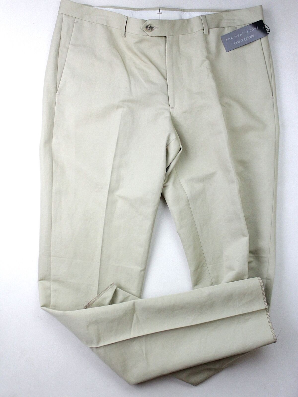 The Men's Store Bloomingdales Cotton & Linen Slim Fit Tan Size 34 Dress Pants