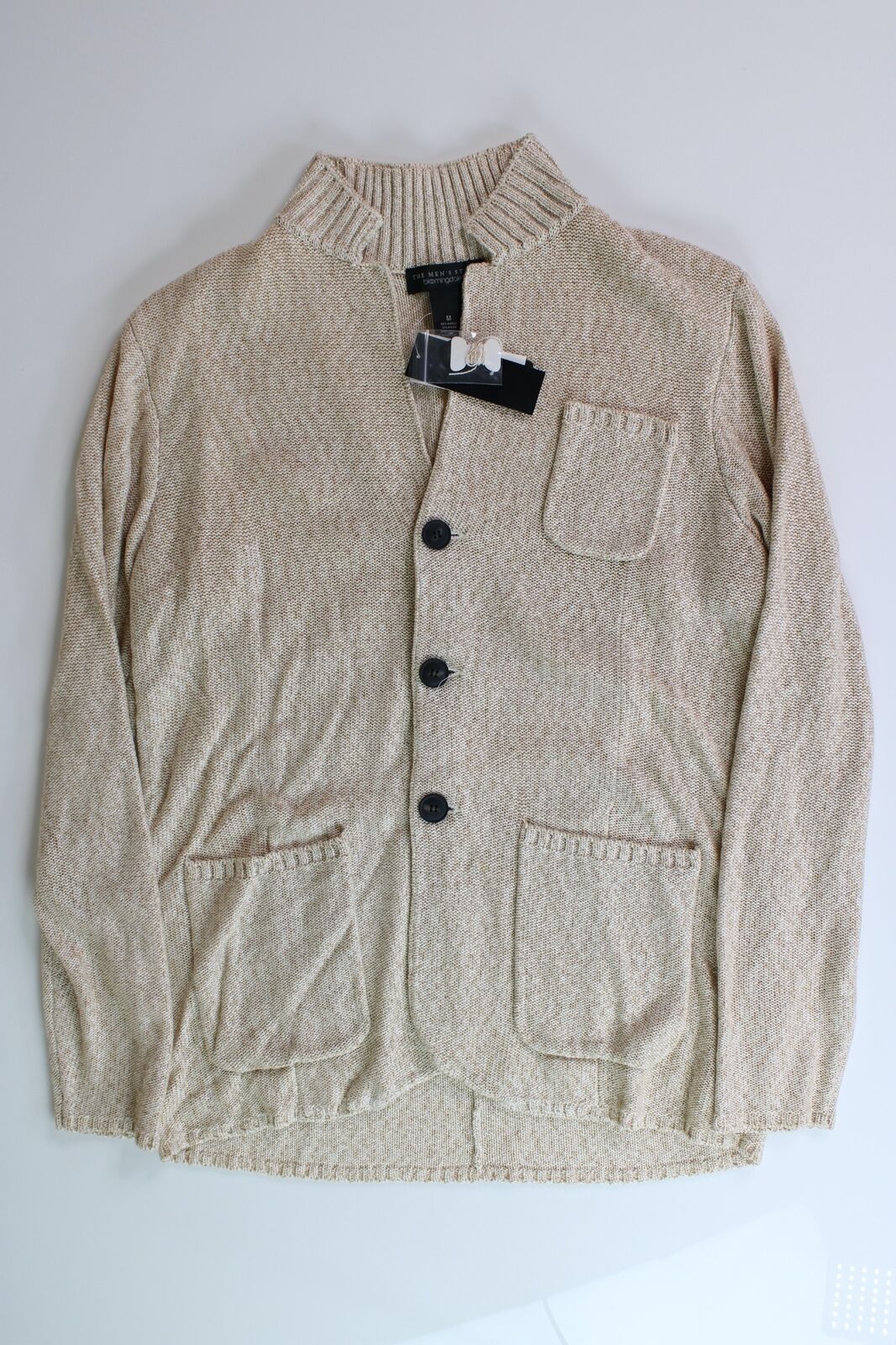 The Men's Store Bloomingdales Melange Knit Cardigan Jacket Medium Sand Sweater
