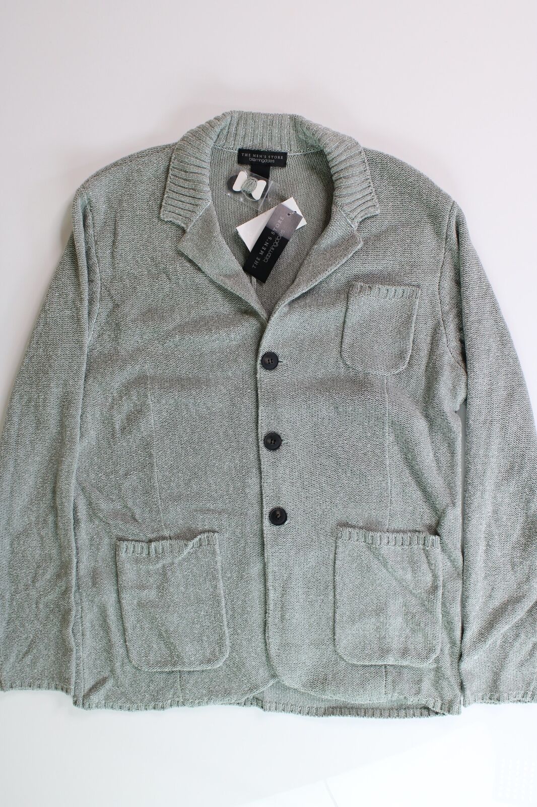 The Men's Store Bloomingdales Melange Knit Cardigan Jacket XL Green Sweater