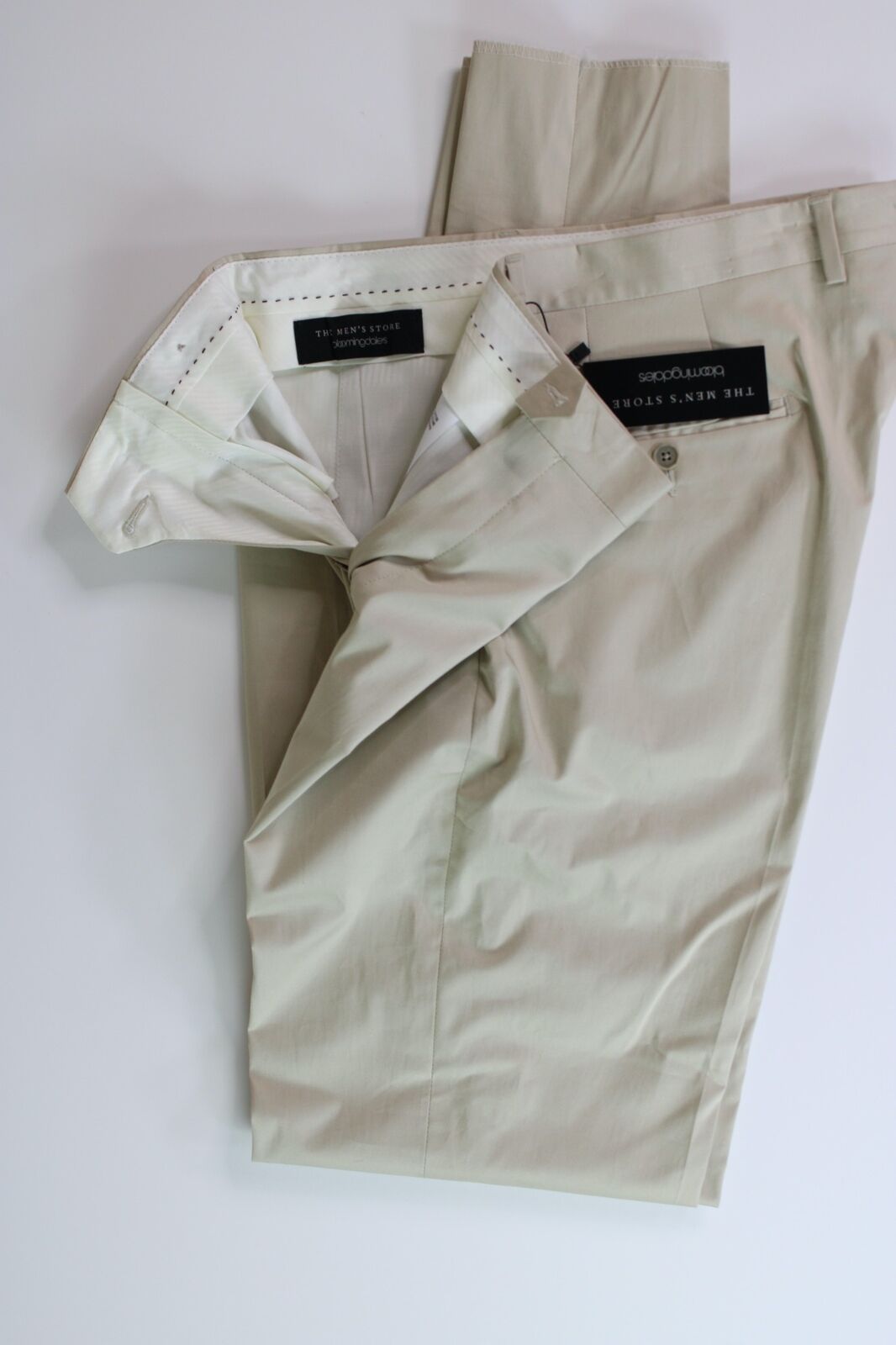 The Men's Store Bloomingdales Stretch Cotton Slim Fit Dress Pants 34 Stone Beige