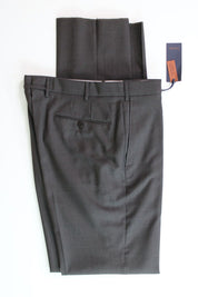 Zanella Regular Fit Parker Flat Front Sharkskin Wool Dress Pants Size 38 Brown