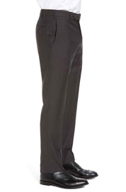Zanella Regular Fit Parker Flat Front Sharkskin Wool Dress Pants Size 38 Brown
