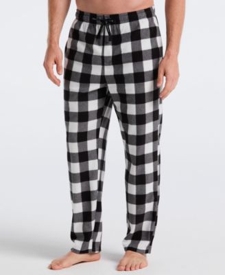 Perry Ellis Portfolio Mens Fleece Plaid Pajama Pants Brilliant White Medium