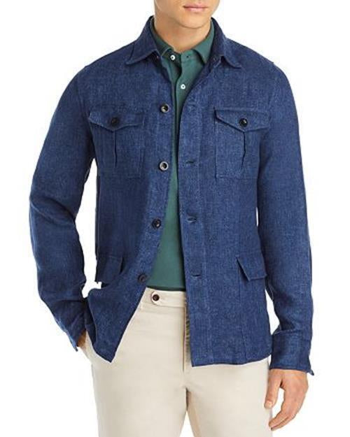 Sid Mashburn Men's Cotton Military Jacket Small Indigo Blue