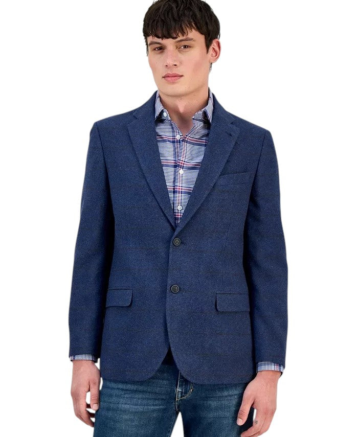 Nautica Mens Modern fit Wool Sport Coat Blazer 44 L Blue Check
