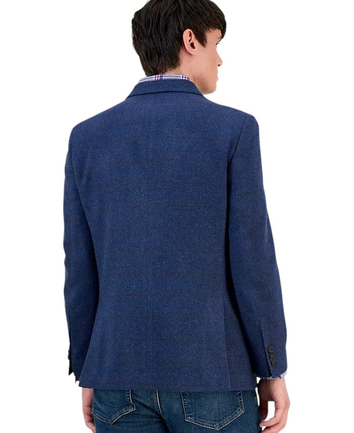 Nautica Mens Modern fit Wool Sport Coat Blazer 44 L Blue Check