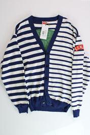 Kenzo Mens Navy & White Paris Nautical Stripes Cardigan Sweater Large