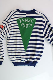 Kenzo Mens Navy & White Paris Nautical Stripes Cardigan Sweater Large