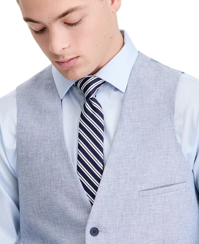 Bar iII Mens Slim-Fit Linen Suit Vest XL Light Blue
