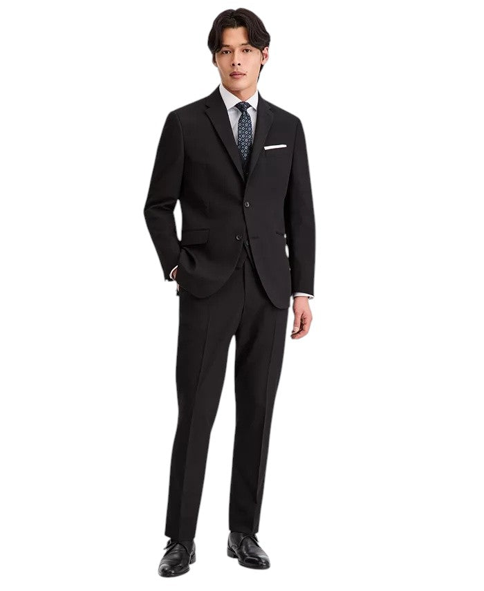 Kenneth Cole Mens Slim fit 3 Vested Piece Suit 36 S Pants 29 / 32 Black Solid