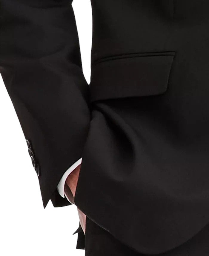 Kenneth Cole Mens Slim fit 3 Piece Vested Suit 38 S Pants 31 / 32 Black Solid