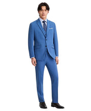 Kenneth Cole Mens Slim fit 3 Piece Vested Suit 36 R Pants 29 / 32 Blue Solid