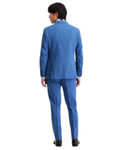 Kenneth Cole Mens Slim fit 3 Piece Vested Suit 38 R Pants 31 / 32 Blue Solid