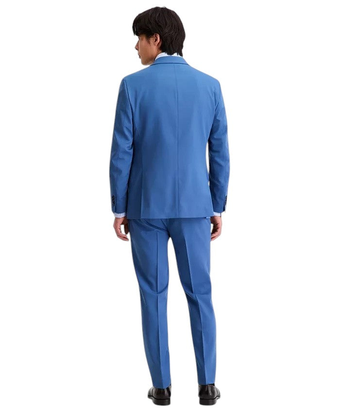 Kenneth Cole Mens Slim fit 3 Piece Vested Suit 38 R Pants 31 / 32 Blue Solid