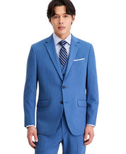 Kenneth Cole Mens Slim fit 3 Piece Vested Suit 36 R Pants 29 / 32 Blue Solid
