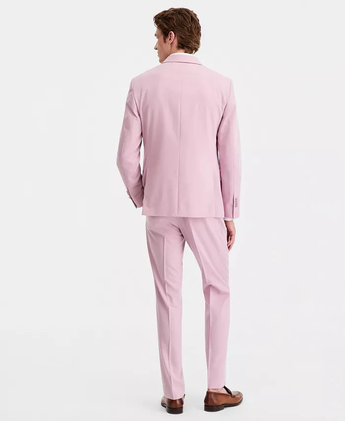 Kenneth Cole Mens Slim fit 2 Piece Suit 42 R Pants 35 / 32 Pink Solid