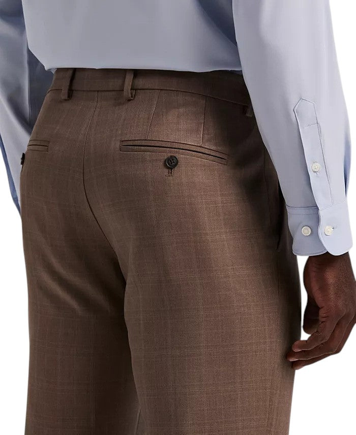 Perry Ellis Portfolio Mens Modern fit Dress Pants 38 / 29 Raindrum Brown Plaid