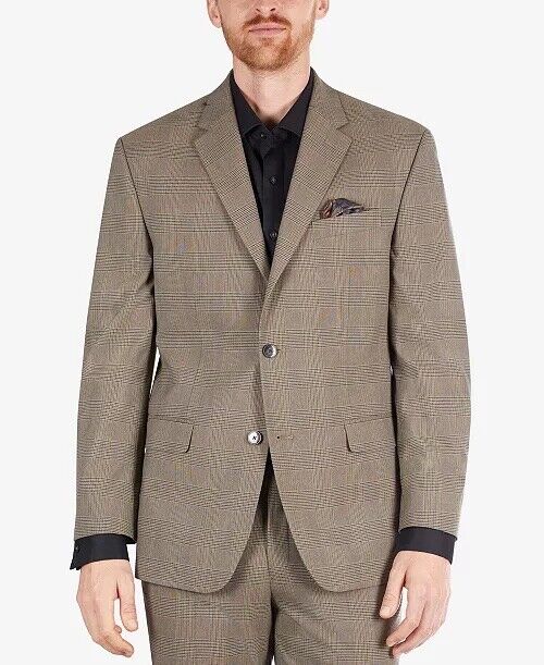 SEAN JOHN Men's Classic-Fit Tan Plaid Sport Coat Jacket 36R
