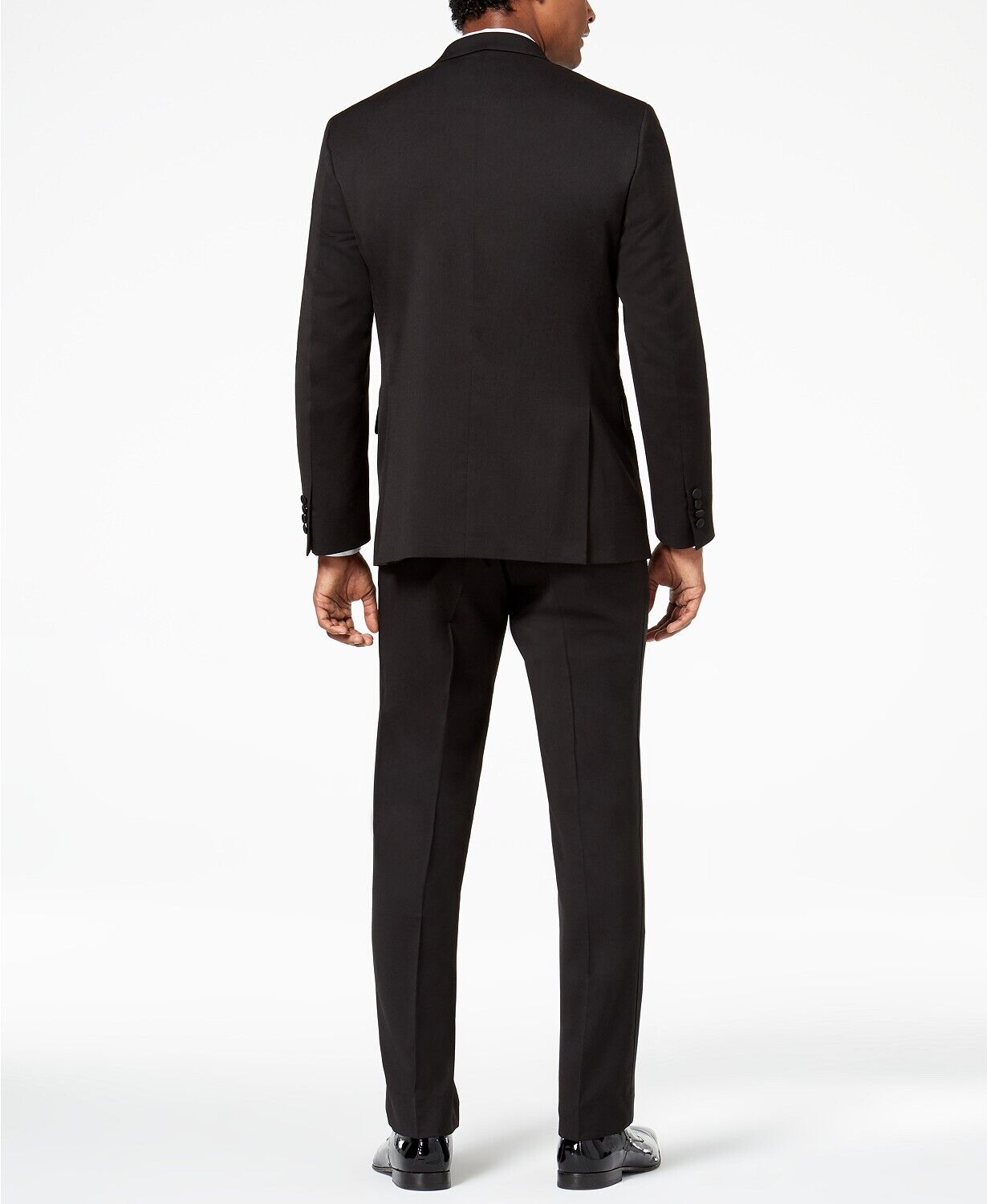 Kenneth Cole Mens Tuxedo Suit 46L / 40 x 32 Flex Slim-Fit Black Notch Lapel