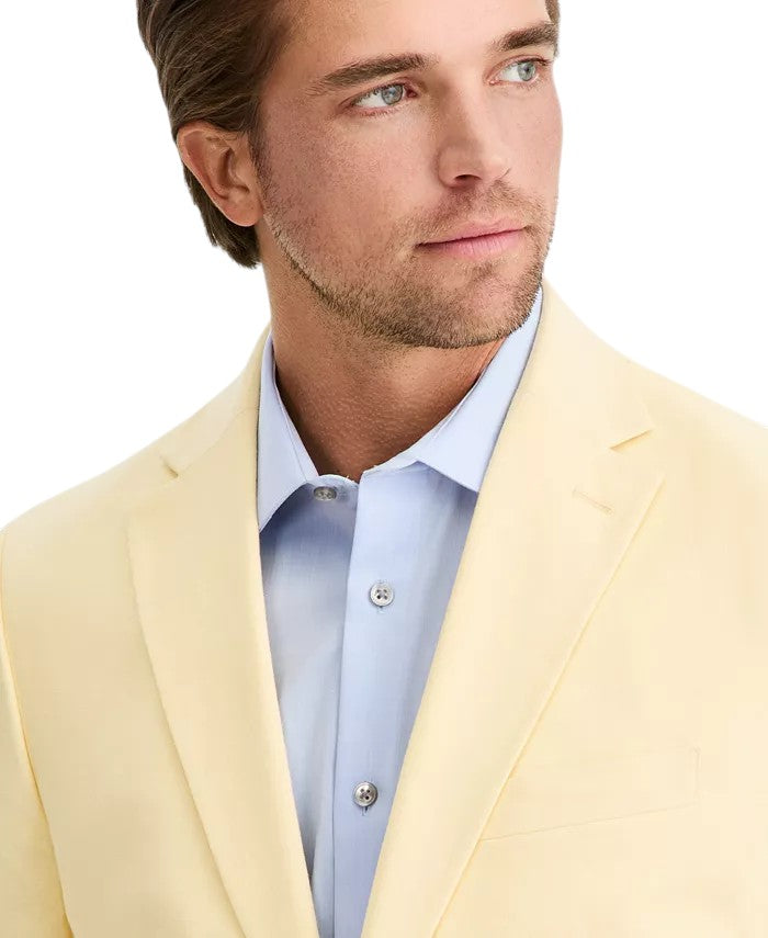 Tommy Hilfiger Mens Modern fit  Linen  Cotton Sport Coat Blazer 42 S Yellow Solid