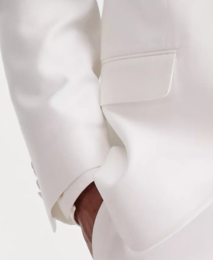 Kenneth Cole Mens Slim fit 2 Piece Tuxedo Suit 42 R Pants 35 / 32 White Solid