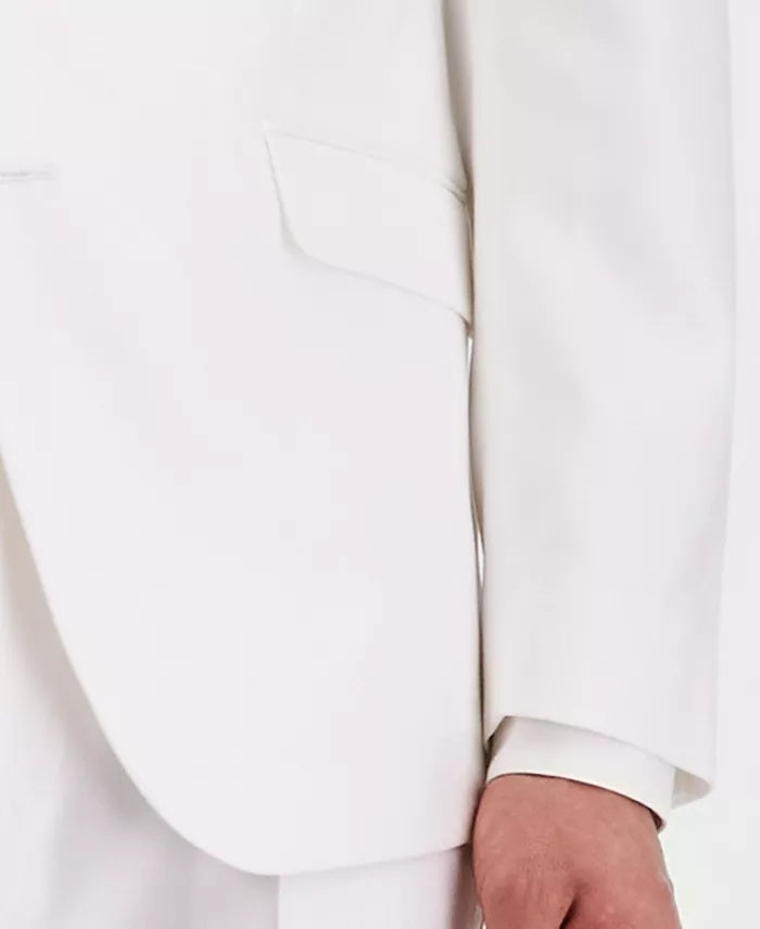 Kenneth Cole Mens Slim fit 2 Piece Tuxedo Suit 42 R Pants 35 / 32 White Solid