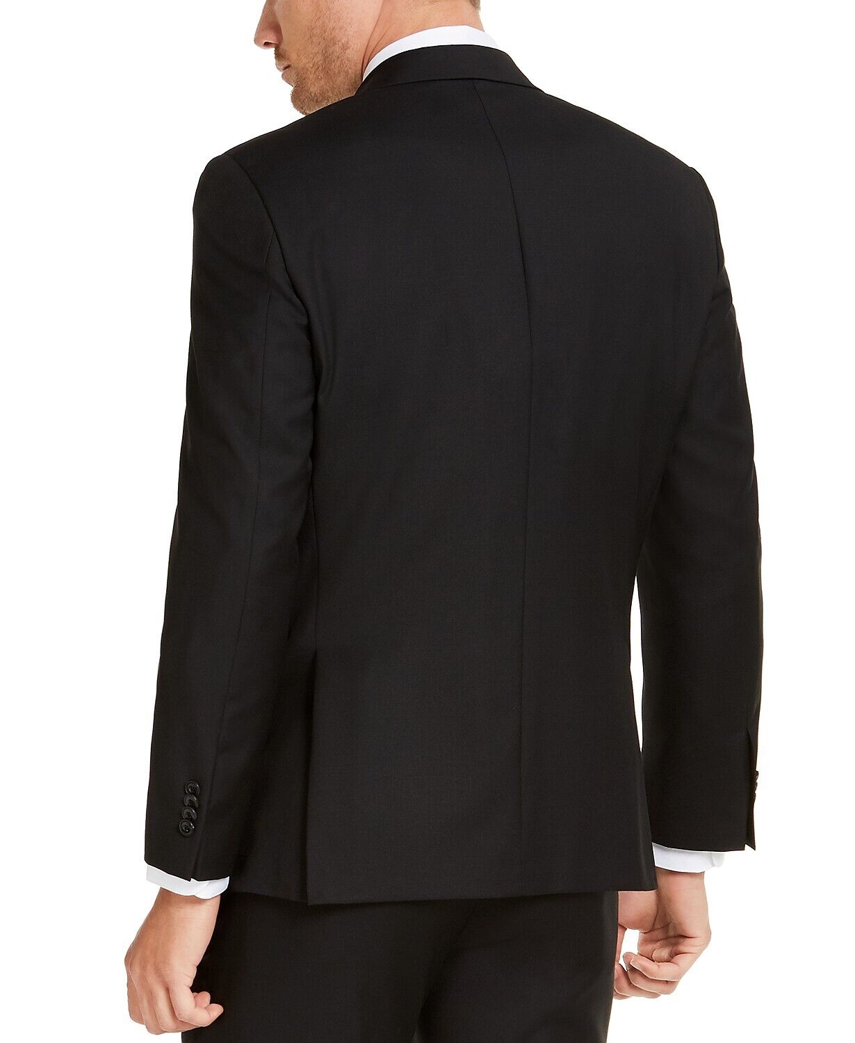 Michael Kors Men's Black Solid Suit Jacket 40L Classic-Fit Airsoft Stretch