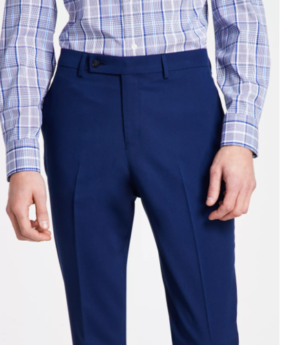 DKNY Men's Dress Pants Blue 38 x 29 Modern-Fit Solid