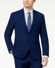 Kenneth Cole Mens Blue Suit Jacket 48R Techni-Cole Slim-Fit Stretch Modern