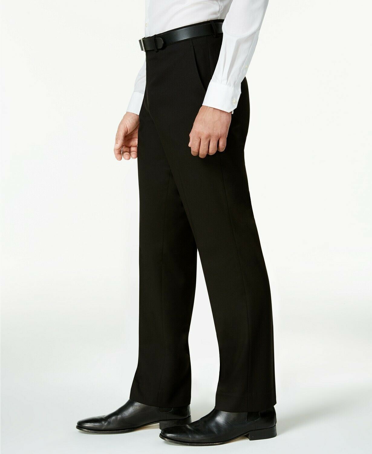 Kenneth Cole Mens Suit Dress Pants 45 x 32 Techni-Cole Black Slim-Fit Flat Pant