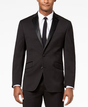 Kenneth Cole Mens Slim fit 2 Piece Tuxedo Suit 37 R / 30 Waist Black Stretch