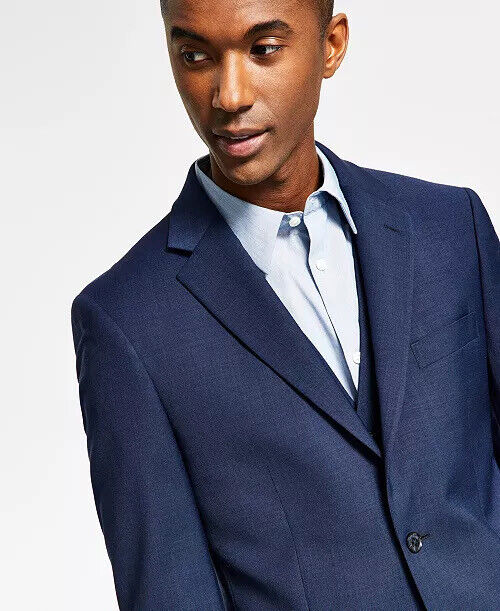 TOMMY HILFIGER MENS 2 PC SUIT 42S / 36 x 30 MODERN-FIT TH FLEX BLUE SHARKSKIN