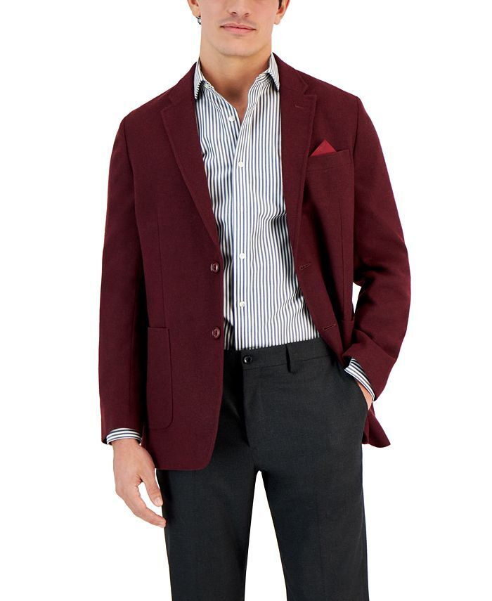 VINCE CAMUTO Men's Sport Coat Burgundy 36R Slim-Fit Twill