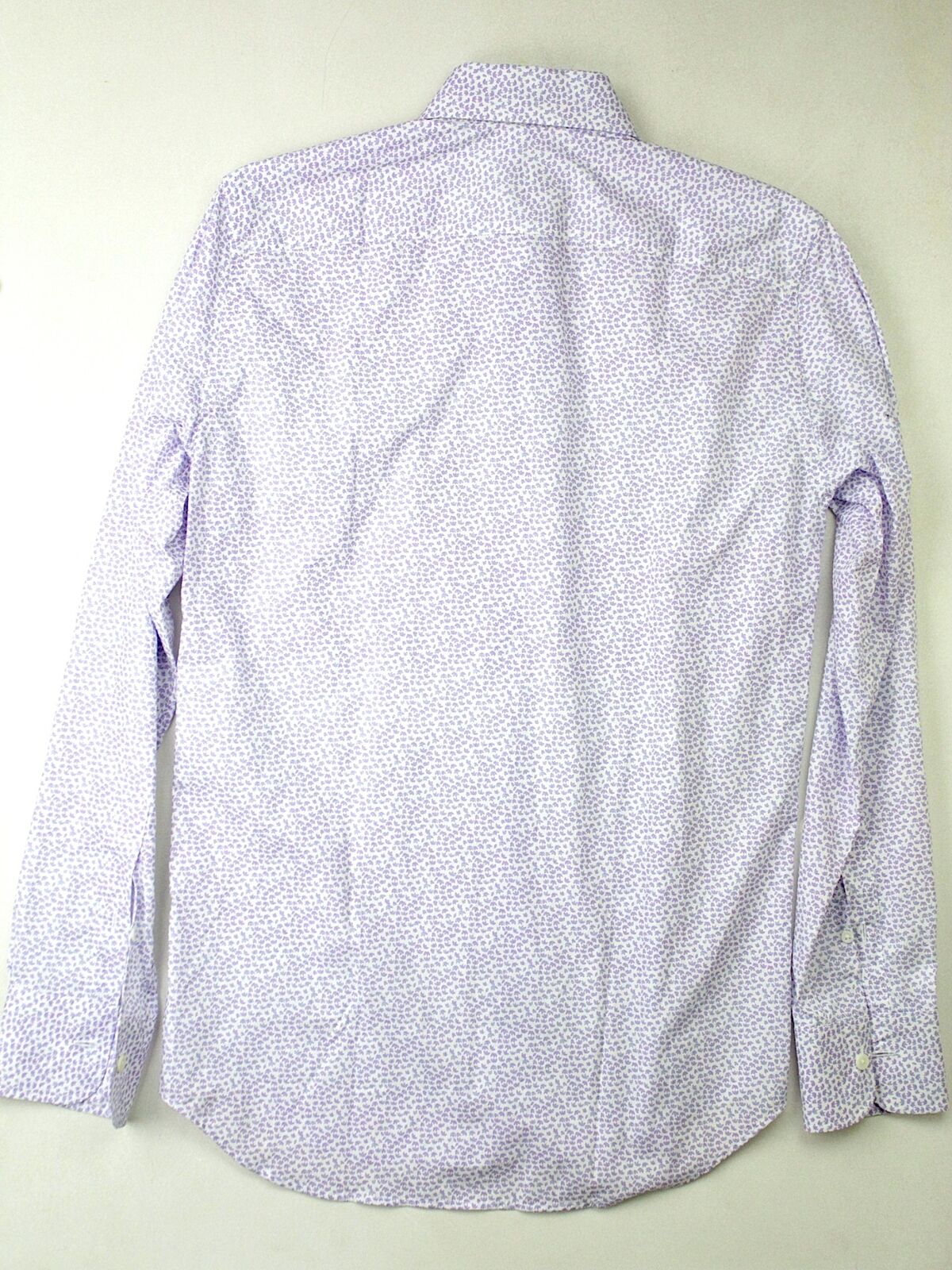 Canali Men's Dress Shirt White / Purple Size Small Micro Floral Button Front