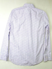 Canali Men's Dress Shirt White / Purple Size Small Micro Floral Button Front