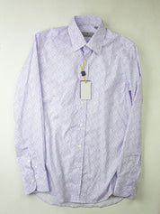 Canali Men's Dress Shirt White / Purple Size Small Micro Floral Button Front