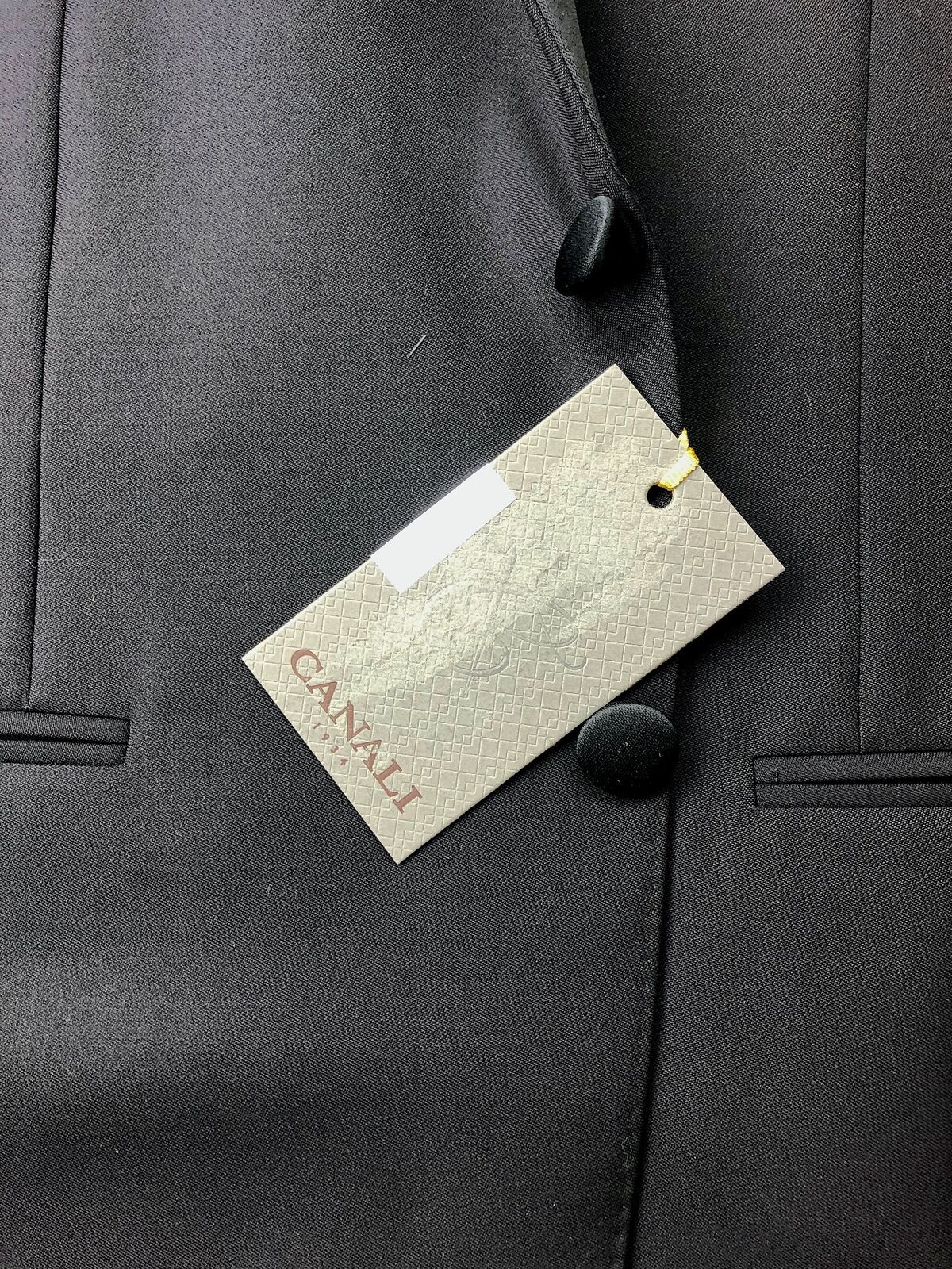 Canali Mens Two Button Black Tuxedo Jacket Size: 48 IT / 38R US Classic Fit